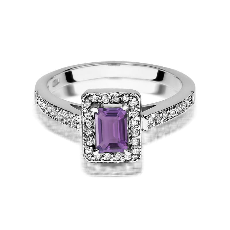 Inel Aur 14K cu Ametist 0.50 ct si Diamante Naturale 0.22 ct, imaginea 10 din 12