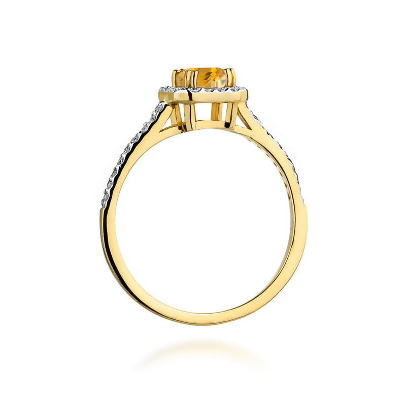 Inel Aur 14K cu Citrin 0.60 ct si Diamante Naturale 0.22 ct, imaginea 3 din 12