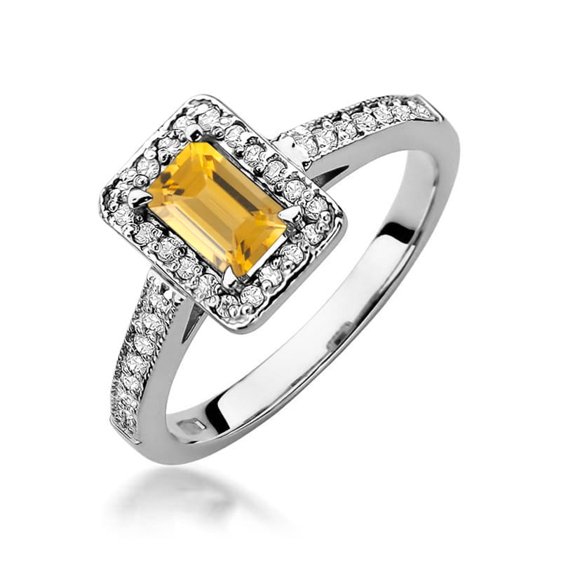 Inel Aur 14K cu Citrin 0.60 ct si Diamante Naturale 0.22 ct, imaginea 9 din 12