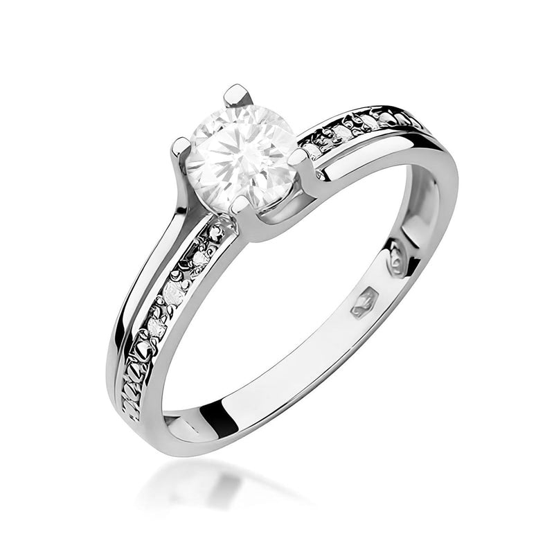 Inel Aur 14K cu White Sapphire 0.50 ct si Diamante Naturale 0.03 ct, imaginea 9 din 12