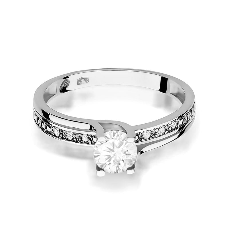 Inel Aur 14K cu White Sapphire 0.50 ct si Diamante Naturale 0.03 ct, imaginea 10 din 12