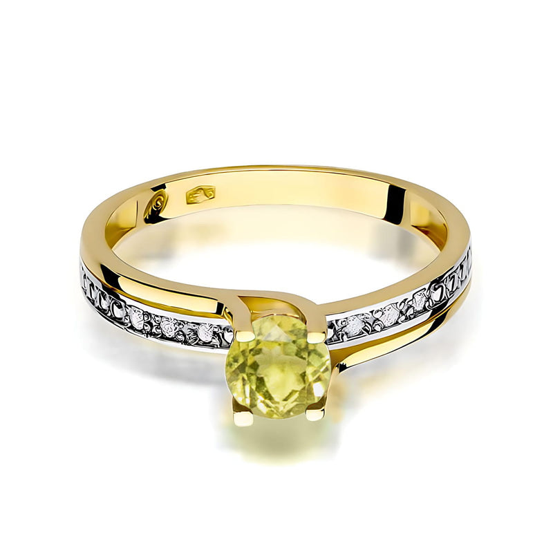 Inel Aur 14K cu Peridot 0.60 ct si Diamante Naturale 0.03 ct, imaginea 2 din 12
