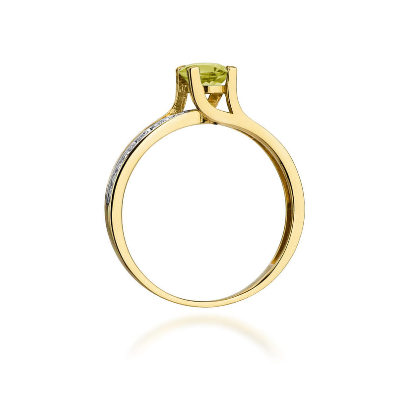 Inel Aur 14K cu Peridot 0.60 ct si Diamante Naturale 0.03 ct, imaginea 3 din 12