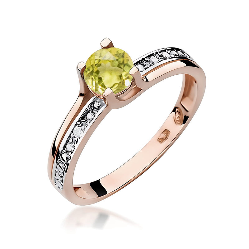 Inel Aur 14K cu Peridot 0.60 ct si Diamante Naturale 0.03 ct, imaginea 5 din 12