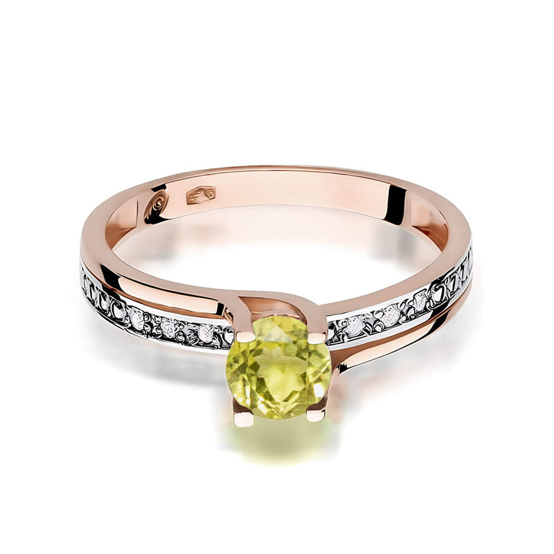 Inel Aur 14K cu Peridot 0.60 ct si Diamante Naturale 0.03 ct, imaginea 6 din 12
