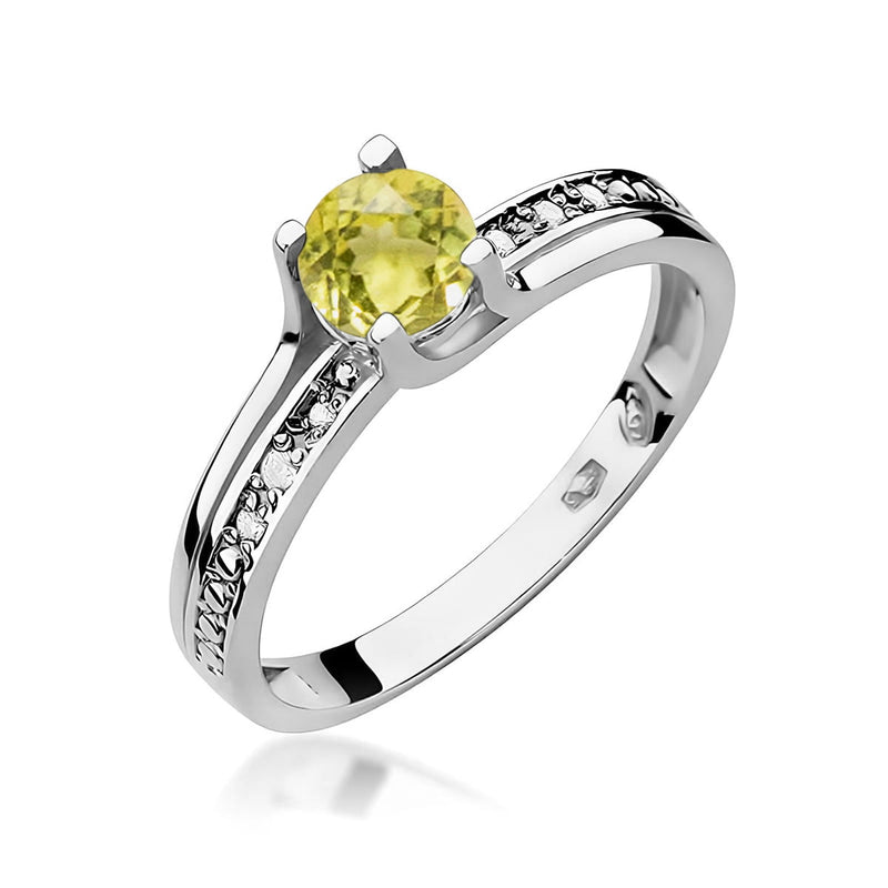 Inel Aur 14K cu Peridot 0.60 ct si Diamante Naturale 0.03 ct, imaginea 9 din 12