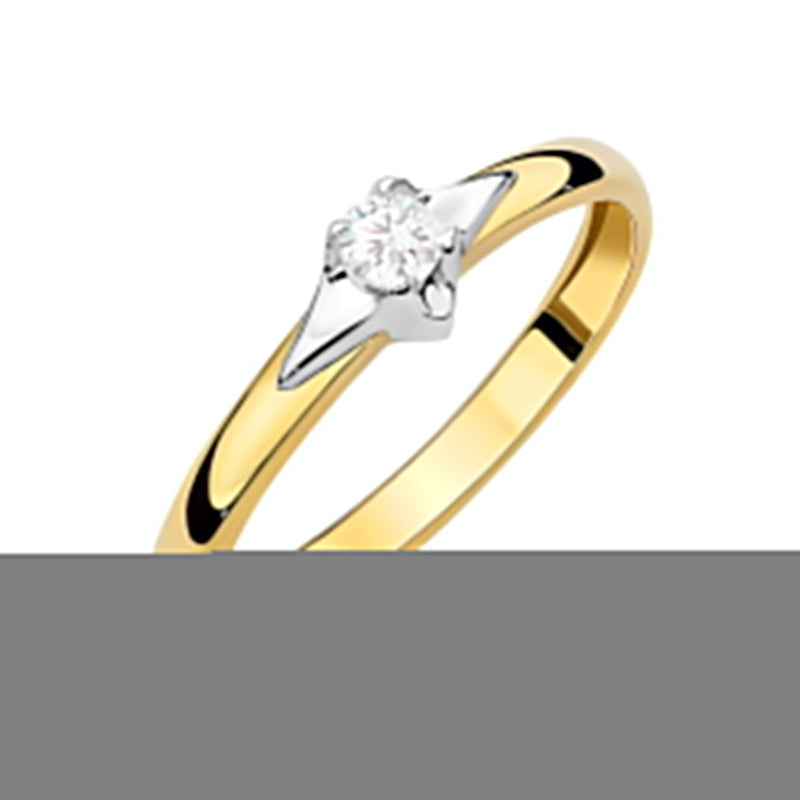 Inel Aur 14K cu Diamant Natural 0.15 ct — Aur galben