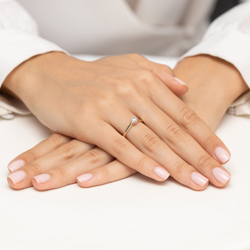 Inel Aur 14K cu Diamant Natural 0.18 ct, imaginea 4 din 12