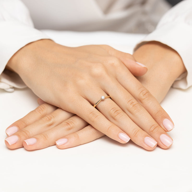 Inel Aur 14K cu Diamant Natural 0.10 ct, imaginea 4 din 12