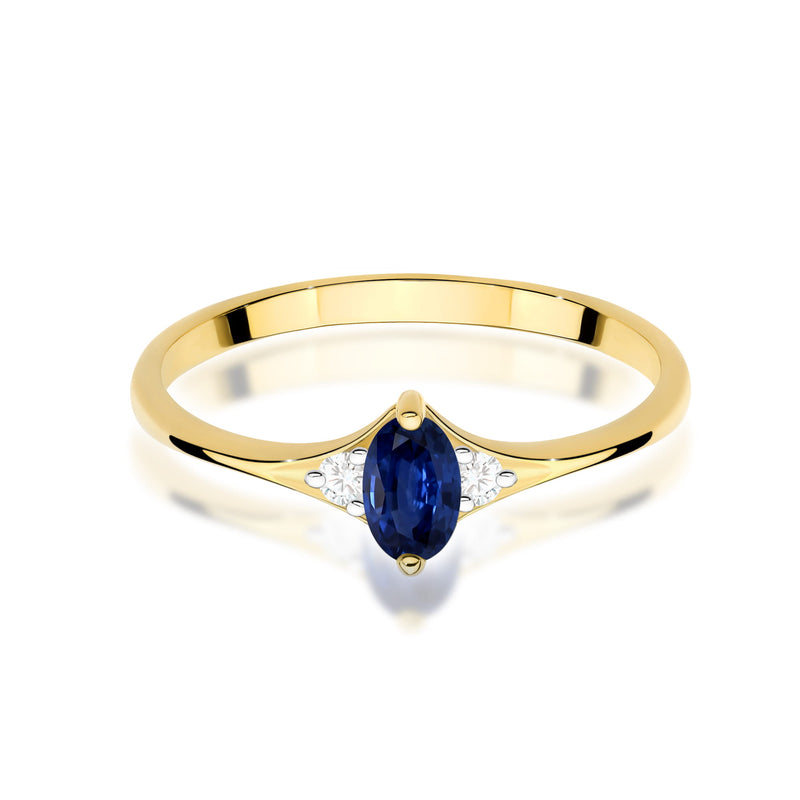 Inel Aur 14K cu Safir 0.30 ct si Diamante Naturale 0.04 ct, imaginea 2 din 12