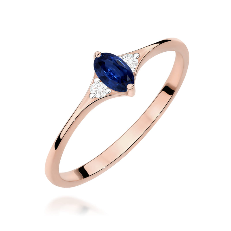 Inel Aur 14K cu Safir 0.30 ct si Diamante Naturale 0.04 ct, imaginea 5 din 12