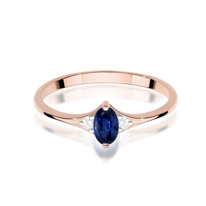 Inel Aur 14K cu Safir 0.30 ct si Diamante Naturale 0.04 ct, imaginea 6 din 12