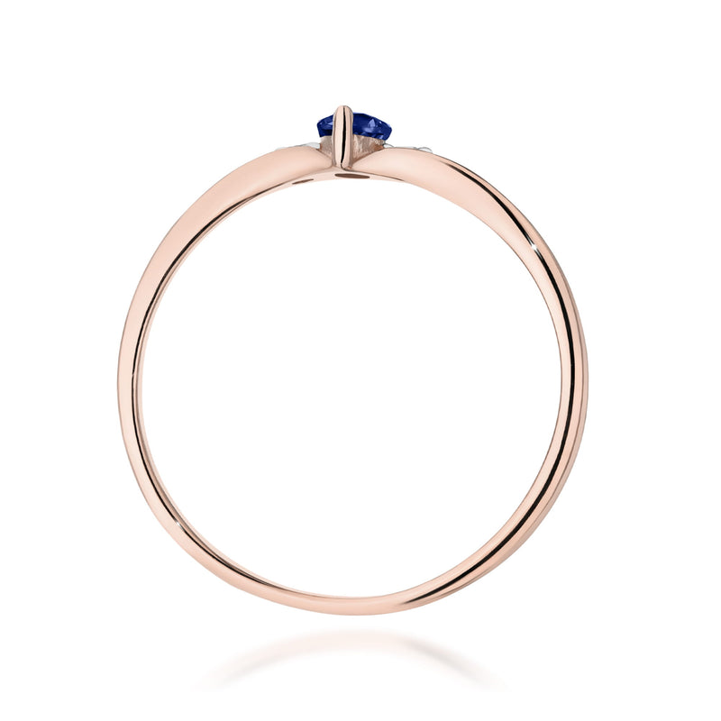 Inel Aur 14K cu Safir 0.30 ct si Diamante Naturale 0.04 ct, imaginea 7 din 12