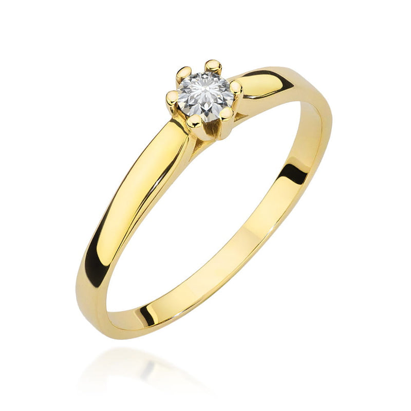 Inel Aur 14K cu Diamant de Laborator 0.15 ct — Aur galben