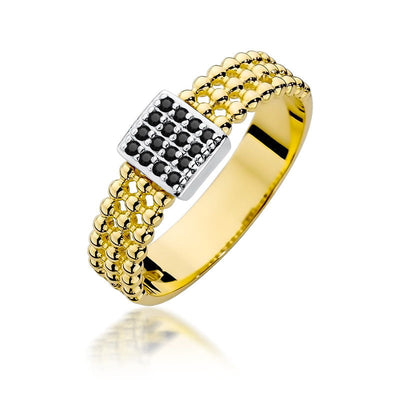 Inel Aur 14K cu Diamante Naturale Negre 0.08 ct