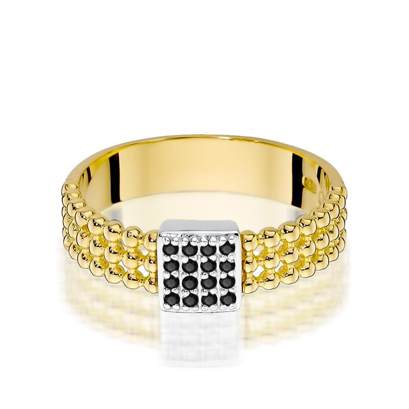 Inel Aur 14K cu Diamante Naturale Negre 0.08 ct, imaginea 2 din 12