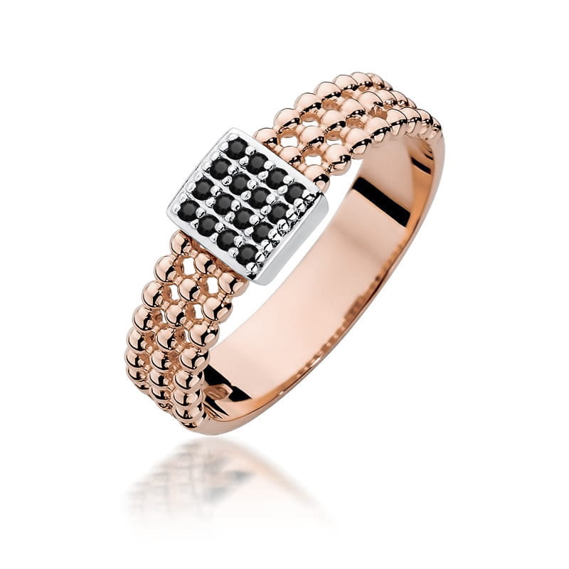 Inel Aur 14K cu Diamante Naturale Negre 0.08 ct, imaginea 5 din 12