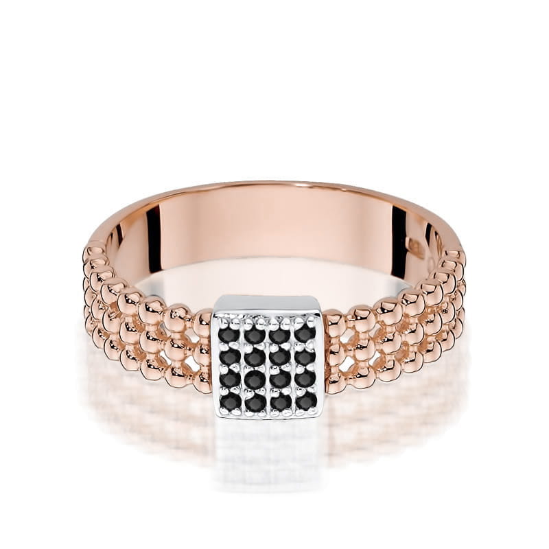 Inel Aur 14K cu Diamante Naturale Negre 0.08 ct, imaginea 6 din 12