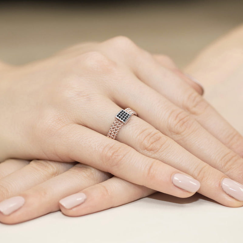 Inel Aur 14K cu Diamante Naturale Negre 0.08 ct, imaginea 8 din 12