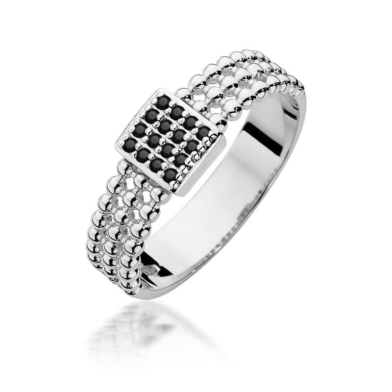 Inel Aur 14K cu Diamante Naturale Negre 0.08 ct, imaginea 9 din 12