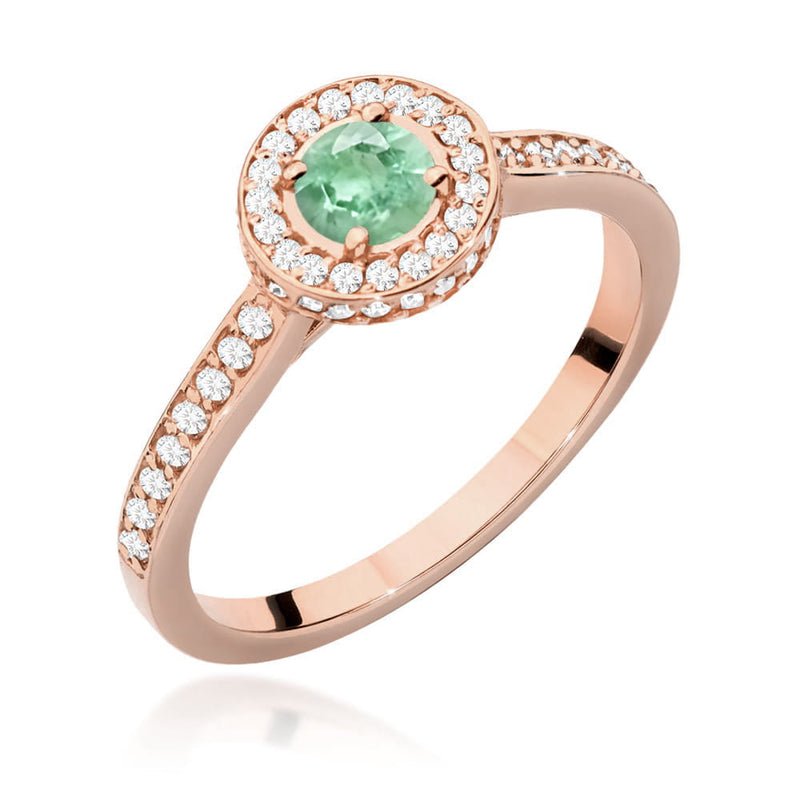 Inel Aur 14K cu Smarald 0.30 ct si Diamante Naturale 0.34 ct, imaginea 5 din 12