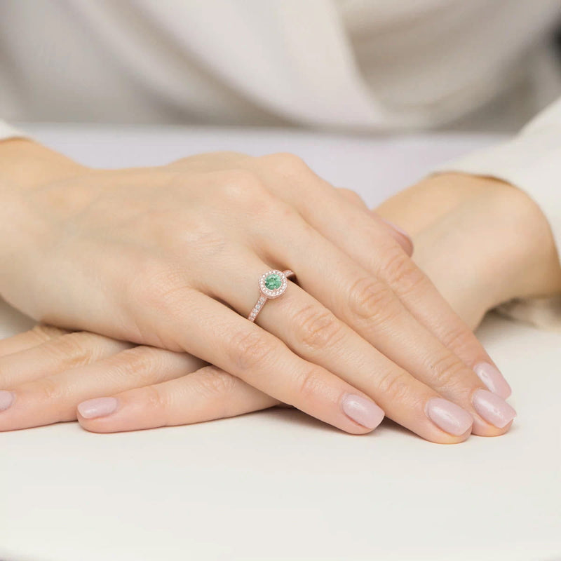 Inel Aur 14K cu Smarald 0.30 ct si Diamante Naturale 0.34 ct, imaginea 8 din 12