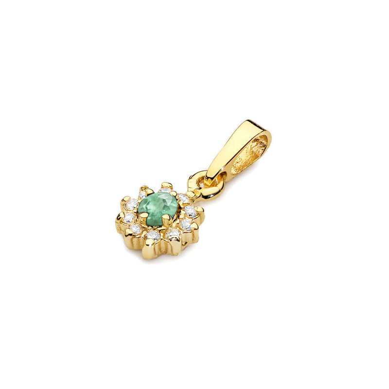 Pandantiv Aur 14K cu Smarald 0.15 ct si Diamante Naturale 0.09 ct, imaginea 2 din 6