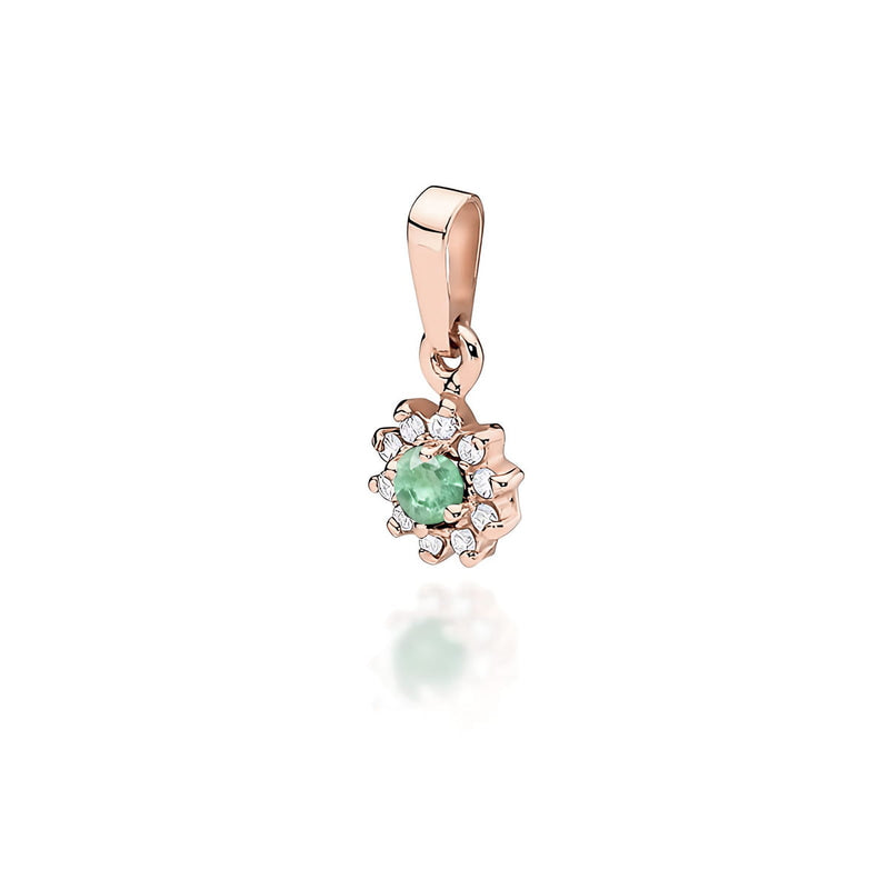 Pandantiv Aur 14K cu Smarald 0.15 ct si Diamante Naturale 0.09 ct, imaginea 3 din 6