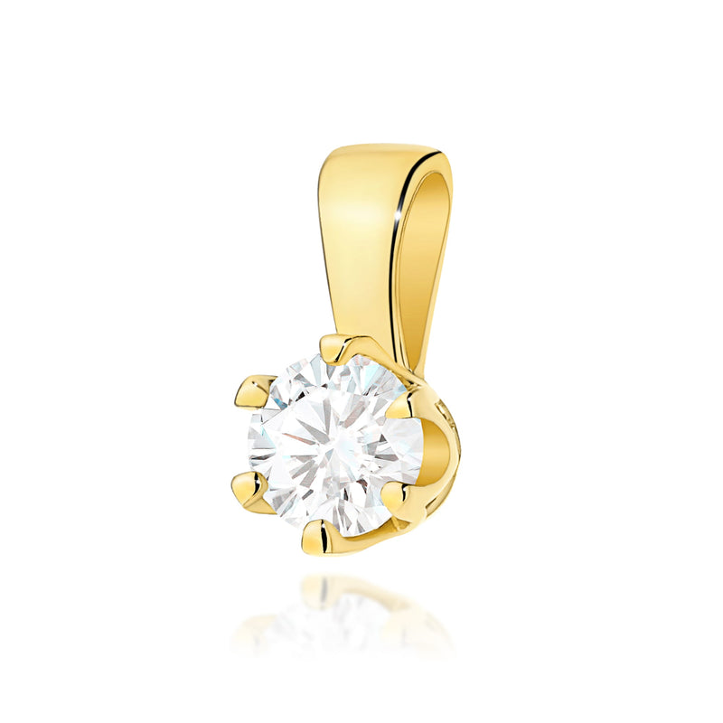 Pandantiv Aur 14K cu Diamant Natural 0.30 ct — Aur galben