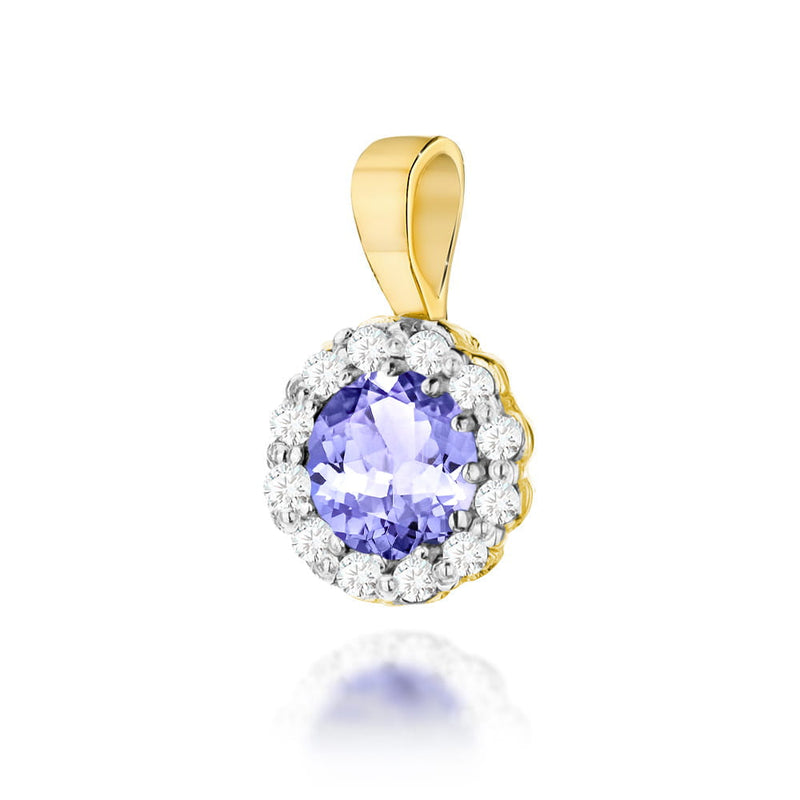 Pandantiv Aur 14K cu Tanzanit 0.50 ct si Diamante Naturale 0.10 ct — Aur galben