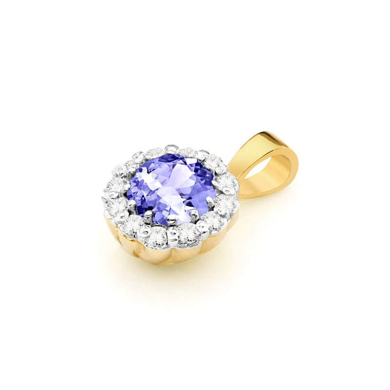 Pandantiv Aur 14K cu Tanzanit 0.50 ct si Diamante Naturale 0.10 ct, imaginea 2 din 6