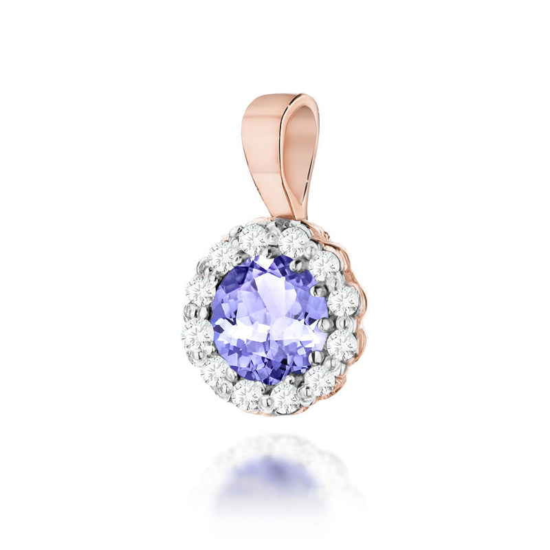 Pandantiv Aur 14K cu Tanzanit 0.50 ct si Diamante Naturale 0.10 ct, imaginea 3 din 6