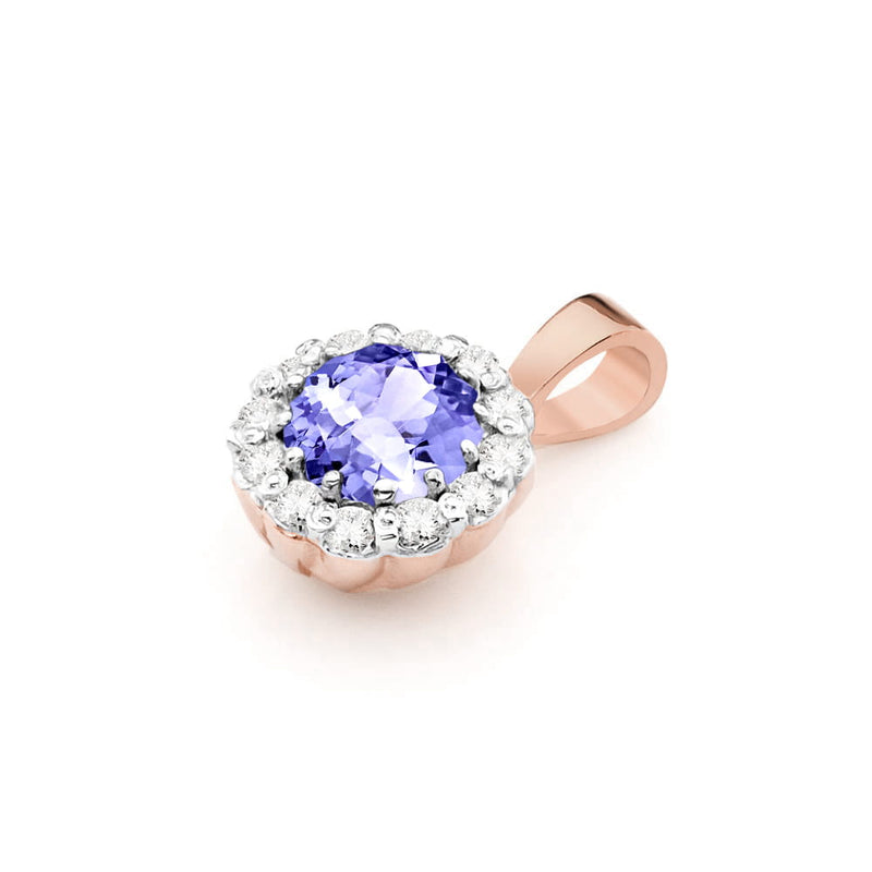 Pandantiv Aur 14K cu Tanzanit 0.50 ct si Diamante Naturale 0.10 ct, imaginea 4 din 6