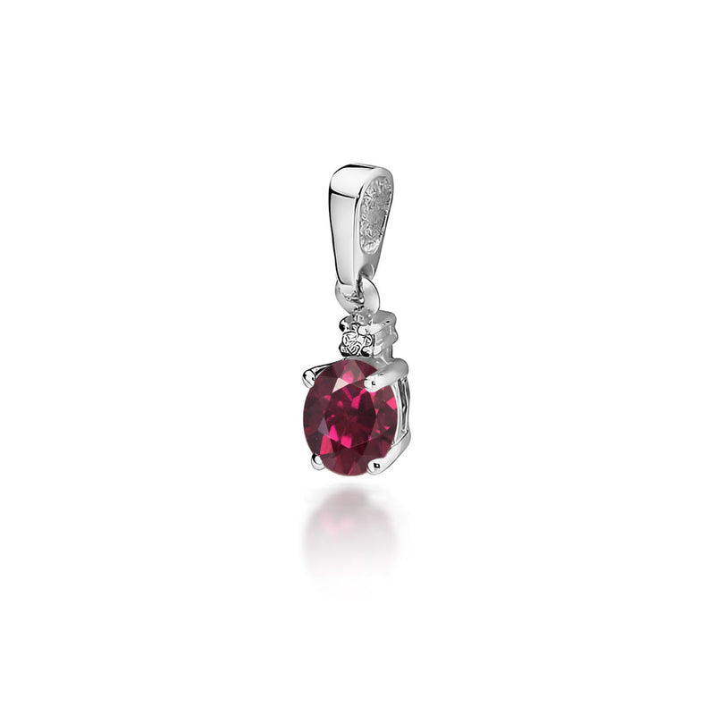 Pandantiv Aur 14K cu Rhodolite 0.50 ct si Diamant Natural 0.01 ct, imaginea 5 din 6