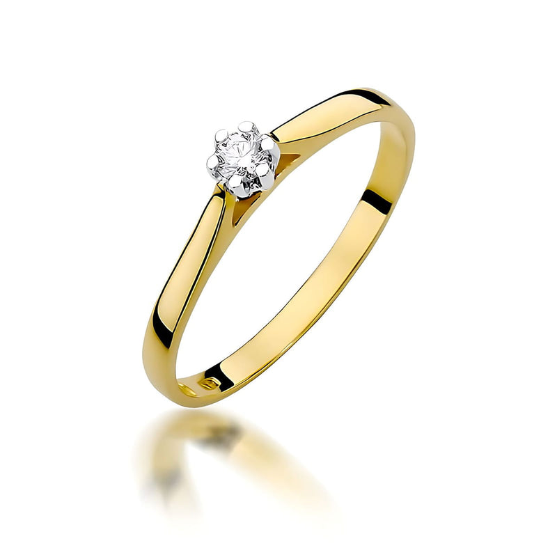 Inel Aur 14K cu Diamant de Laborator 0.10 ct — Aur galben