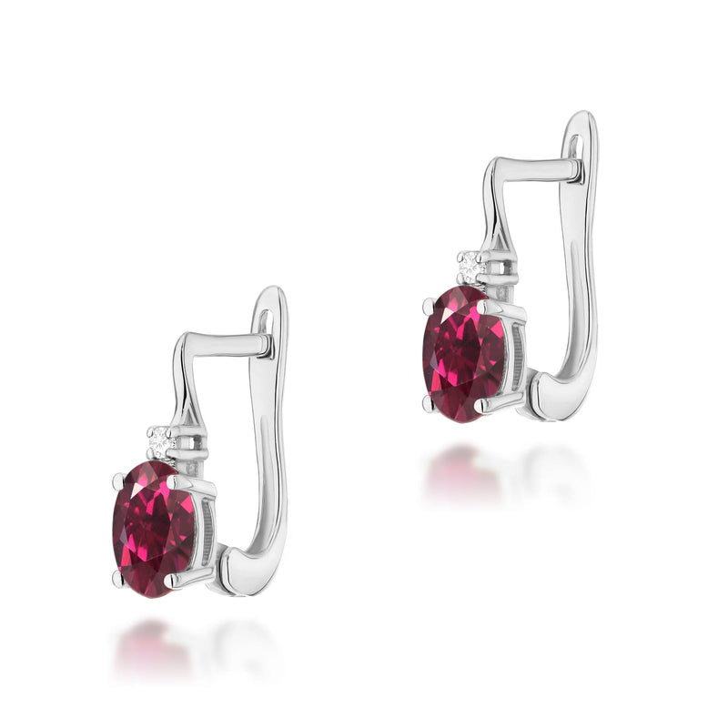 Cercei Aur 14K cu Rhodolite 0.50 ct si Diamante Naturale 0.03 ct, imaginea 5 din 6