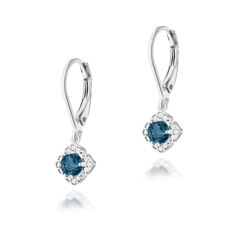 Cercei Aur 14K cu Topaz London Blue 0.30 ct si Diamante Naturale 0.12 ct, imaginea 3 din 4