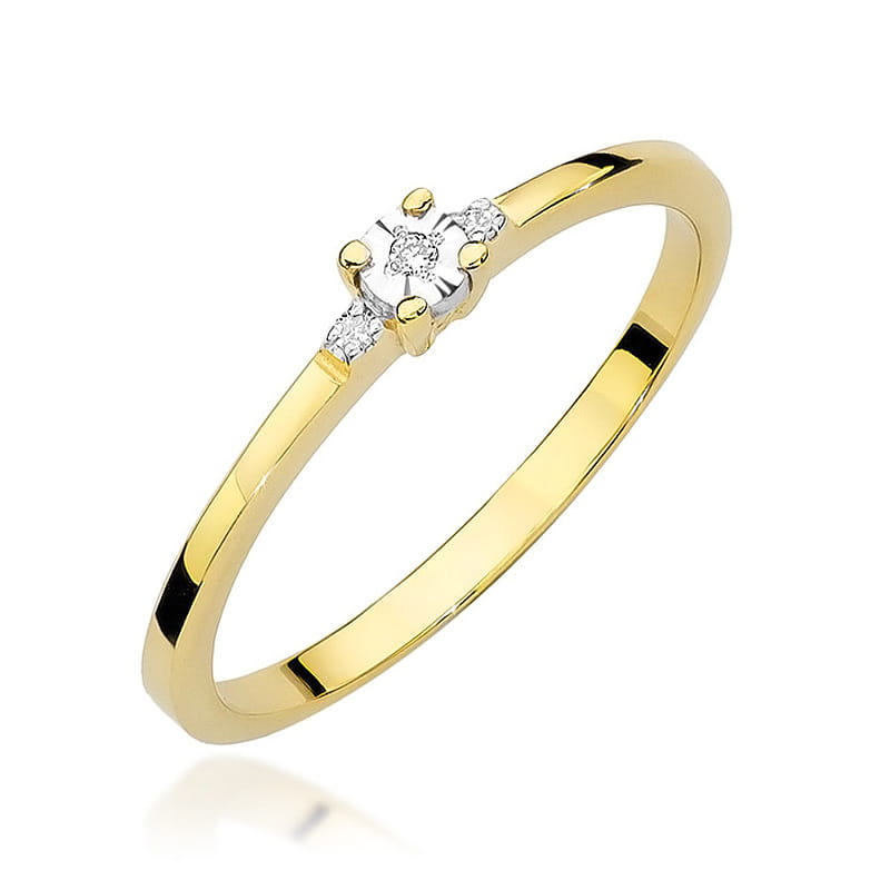 Inel Aur 14K cu Diamante Naturale 0.02 ct — Aur galben