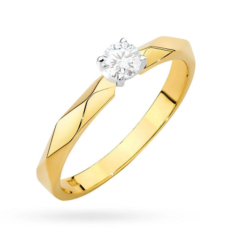 Inel Aur 14K cu Diamant Natural 0.10 ct — Aur galben