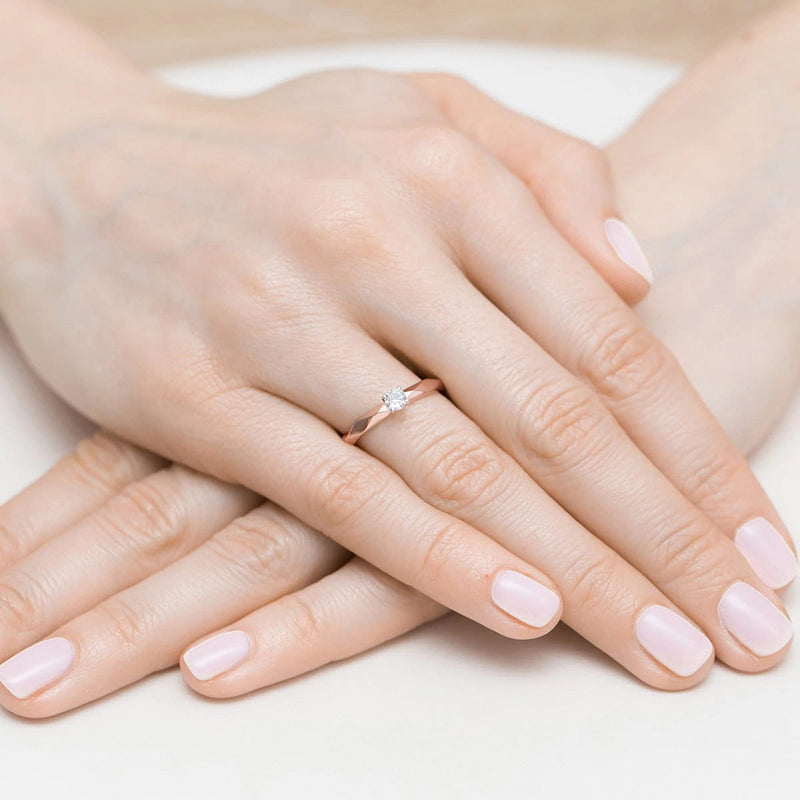 Inel Aur 14K cu Diamant Natural 0.10 ct, imaginea 8 din 12