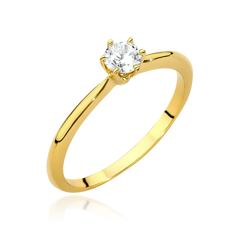Inel Aur 14K cu Diamant Natural 0.40 ct — Aur galben