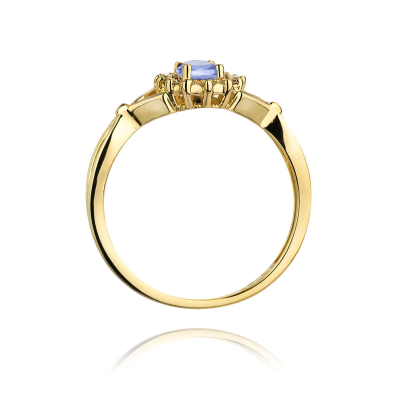 Inel Aur 14K cu Tanzanit 0.40 ct si Diamante Naturale 0.12 ct, imaginea 3 din 12