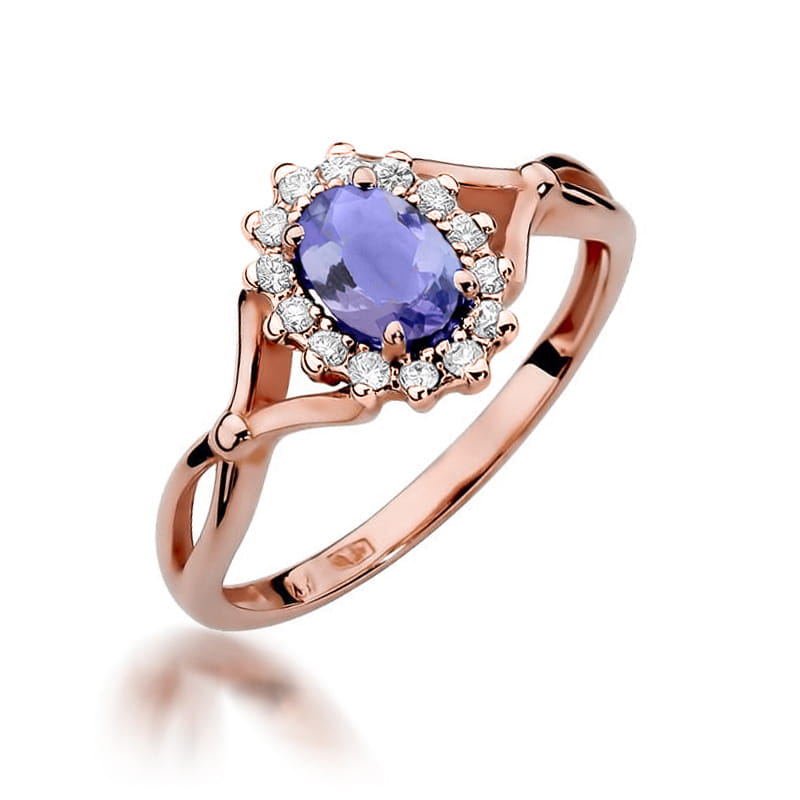 Inel Aur 14K cu Tanzanit 0.40 ct si Diamante Naturale 0.12 ct, imaginea 5 din 12