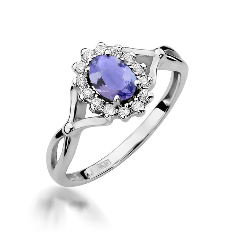 Inel Aur 14K cu Tanzanit 0.40 ct si Diamante Naturale 0.12 ct, imaginea 9 din 12