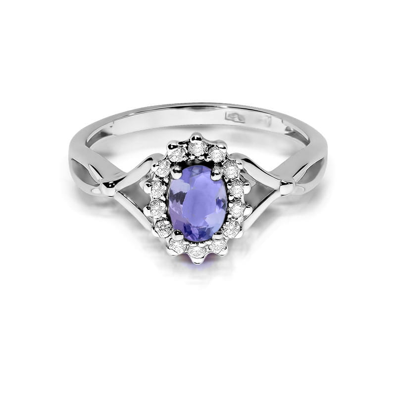 Inel Aur 14K cu Tanzanit 0.40 ct si Diamante Naturale 0.12 ct, imaginea 10 din 12
