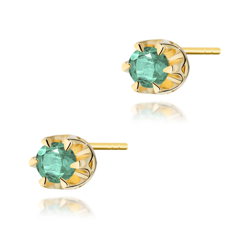Cercei Aur 14K cu Smarald 0.15 ct — Aur galben