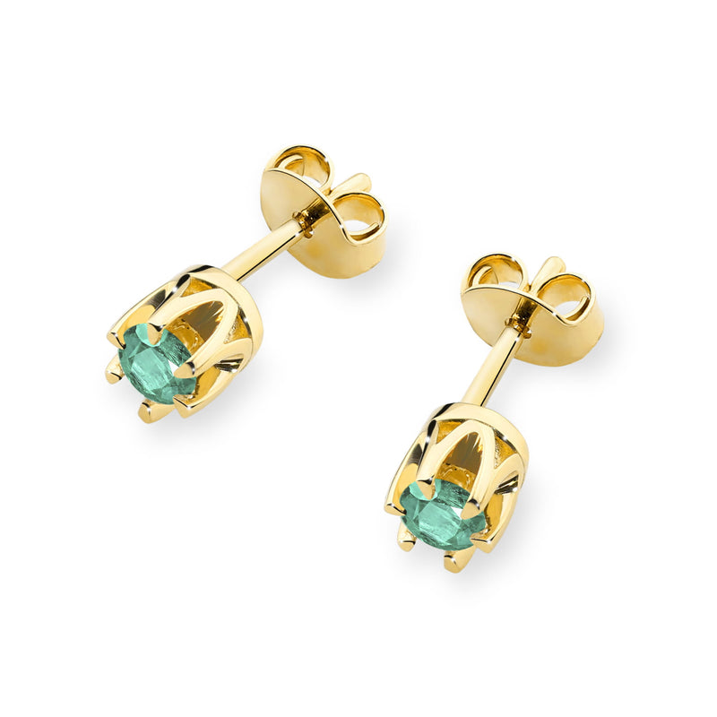Cercei Aur 14K cu Smarald 0.15 ct, imaginea 2 din 6