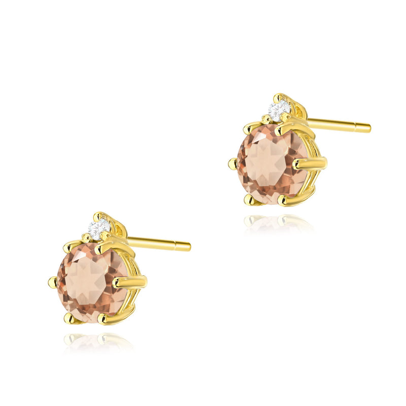Cercei Aur 14K cu Morganit 0.40 ct si Diamante Naturale 0.03 ct — Aur galben