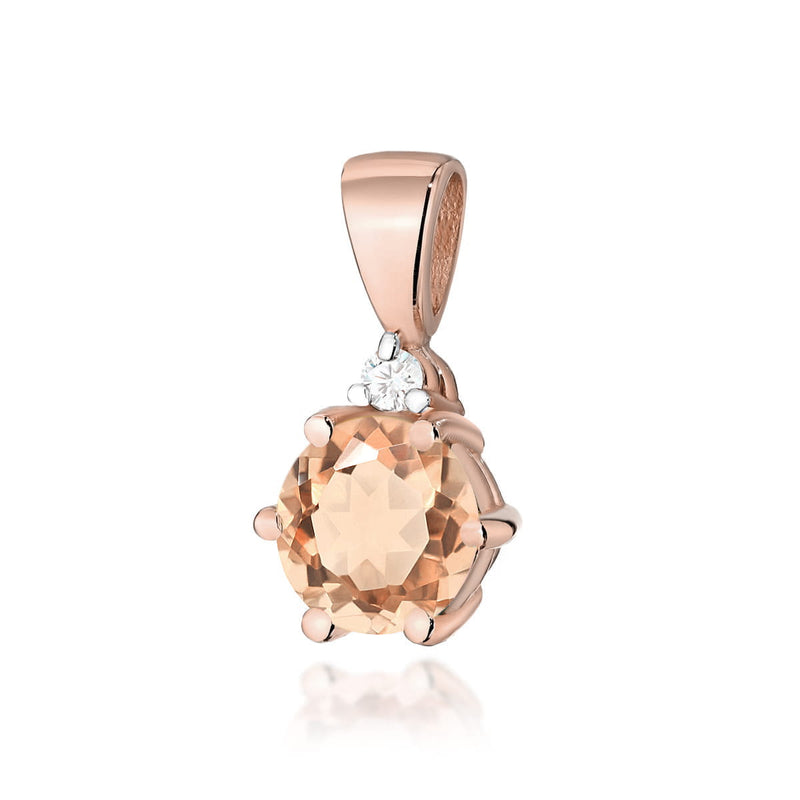 Pandantiv Aur 14K cu Morganit 0.40 ct si Diamant Natural 0.01 ct, imaginea 3 din 6