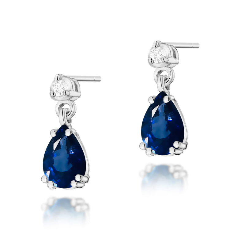Cercei Aur 14K cu Safir 0.60 ct si Diamante Naturale 0.04 ct, imaginea 5 din 6